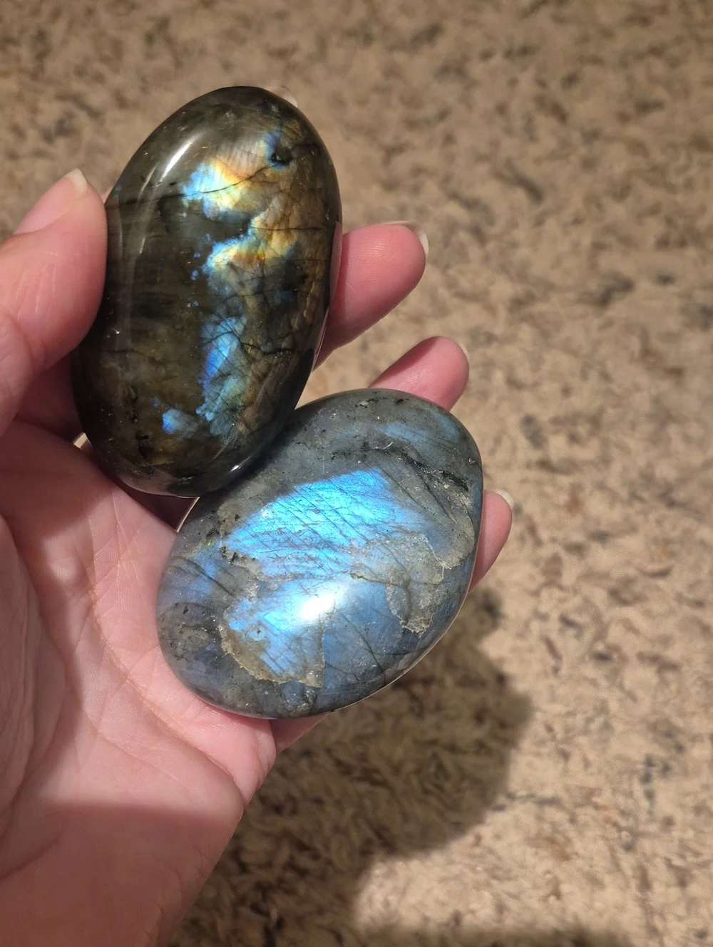 Polished Labradorite Palm Stones - Blue Shimmer
